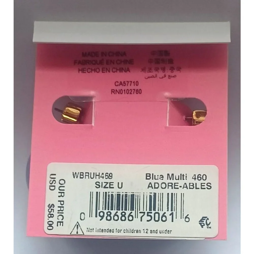 Kate Spade New York - Adore-Ables -Huggies Hoop Earrings - Blue multi -NWT - $58 - Picture 2 of 7